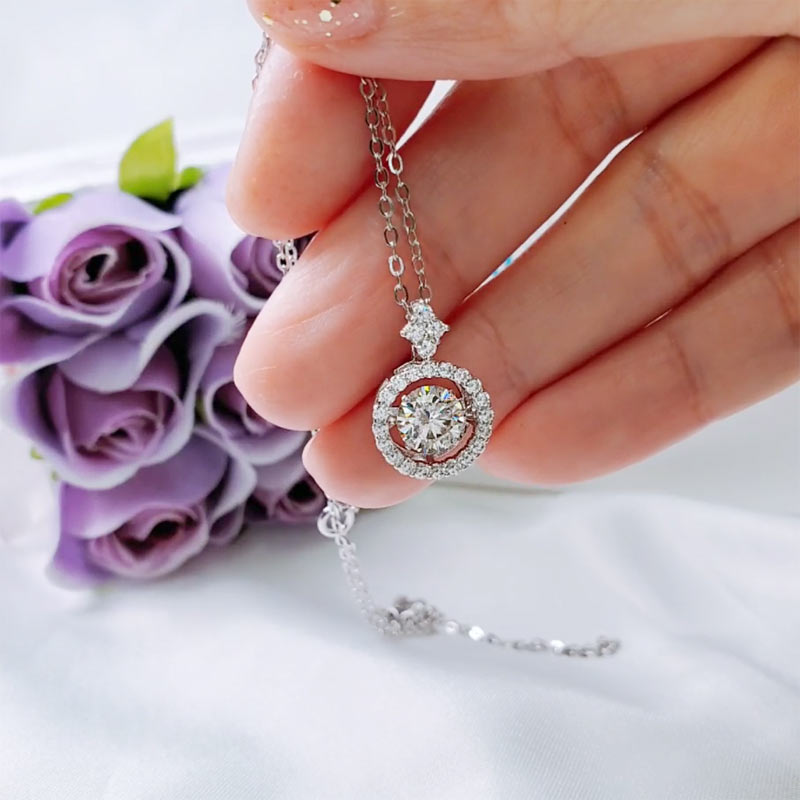 1 CT. Moissanite Diamond Dancing Stone Pendant Necklace