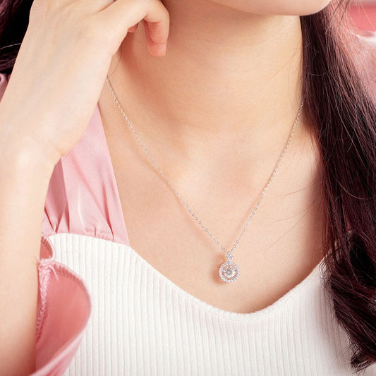 1 CT. Moissanite Diamond Dancing Stone Pendant Necklace
