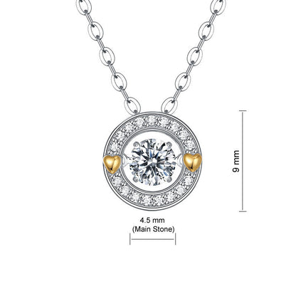 0.4 CT. Moissanite Diamond Dancing Stone Gold Hearts Pendant Necklace