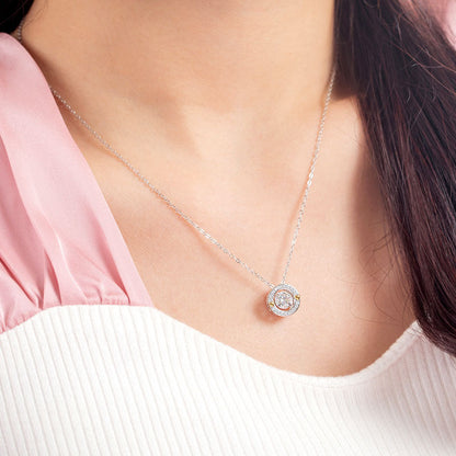1 CT. Moissanite Diamond Dancing Stone Gold Hearts Round Pendant Necklace
