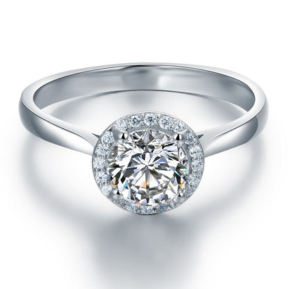 1 CT. Round Halo Simulated Diamond Engagement Ring in Sterling Silver