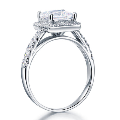 1.5 CT. Princess Cut Simulated Diamond Halo Ring in Sterling Silver