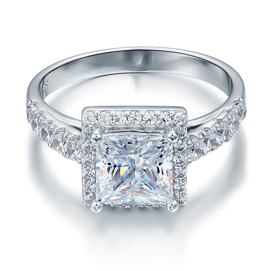 1.5 CT. Princess Cut Simulated Diamond Halo Ring in Sterling Silver