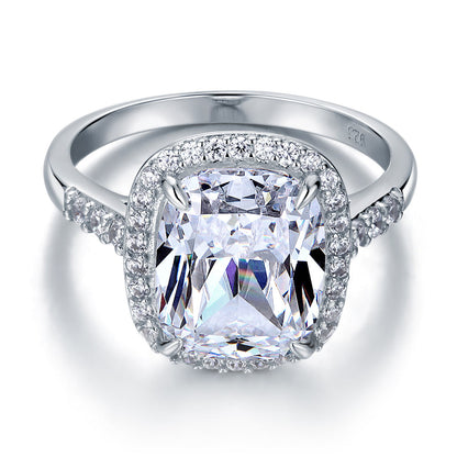 6 CT. Cushion Cut Simulated Diamond Halo Ring in Sterling Silver