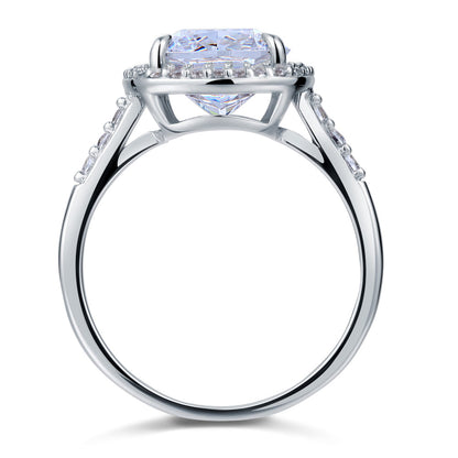 6 CT. Cushion Cut Simulated Diamond Halo Ring in Sterling Silver