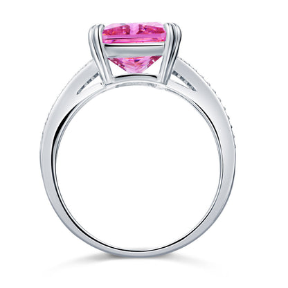 Bague en argent sterling avec diamant rose taille radiant simulé de 6 carats