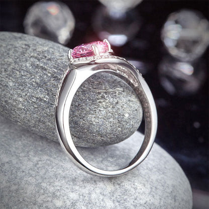 1.25 CT. Round Pink Simulated Diamond Twist Curl Ring in Sterling Silver