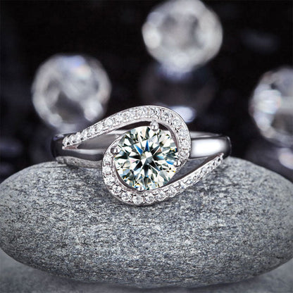 1.25 CT. Round Simulated Diamond Twist Curl Ring in Sterling Silver