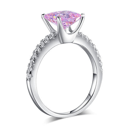 1.5 CT. Princess Cut Pink Simulated Diamond Ring in Sterling Silver