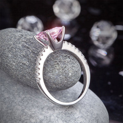 1.5 CT. Princess Cut Pink Simulated Diamond Ring in Sterling Silver