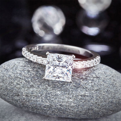 1.5 CT. Princess Cut Simulated Diamond Engagement Ring in Sterling Silver