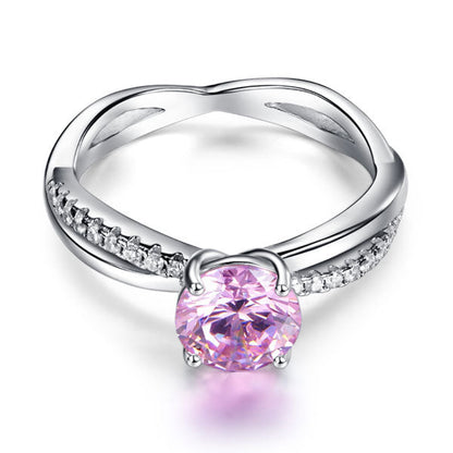 1.25 CT. Round Brilliant Cut Pink Simulated Diamond Entwined Ring in Sterling Silver