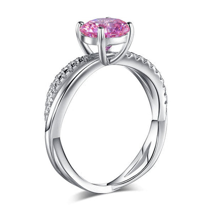 1.25 CT. Round Brilliant Cut Pink Simulated Diamond Entwined Ring in Sterling Silver