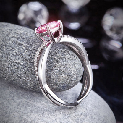 1.25 CT. Round Brilliant Cut Pink Simulated Diamond Entwined Ring in Sterling Silver