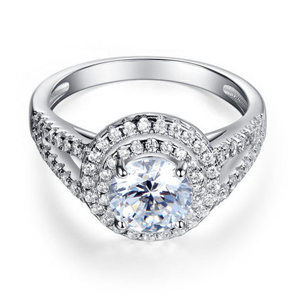 1.25 CT. Round Brilliant Cut Simulated Diamond Double Halo Ring in Sterling Silver