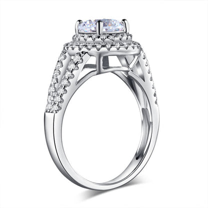 1.25 CT. Round Brilliant Cut Simulated Diamond Double Halo Ring in Sterling Silver