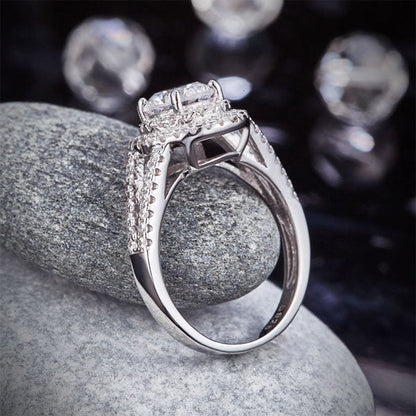 1.25 CT. Round Brilliant Cut Simulated Diamond Double Halo Ring in Sterling Silver
