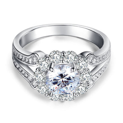 1.25 CT. Round Brilliant Cut Simulated Diamond Flower Halo Ring in Sterling Silver