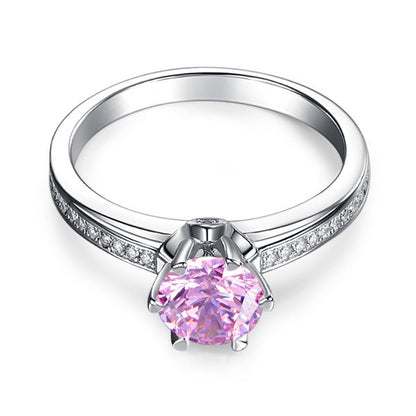 1.25 CT. Round Brilliant Cut Pink Simulated Diamond Ring in Sterling Silver