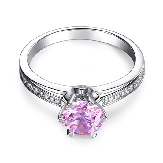 1.25 CT. Round Brilliant Cut Pink Simulated Diamond Ring in Sterling Silver