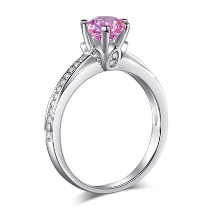 1.25 CT. Round Brilliant Cut Pink Simulated Diamond Ring in Sterling Silver