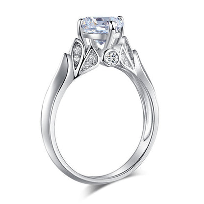 1.25 CT. Round Brilliant Cut Simulated Diamond Flower Ring in Sterling Silver