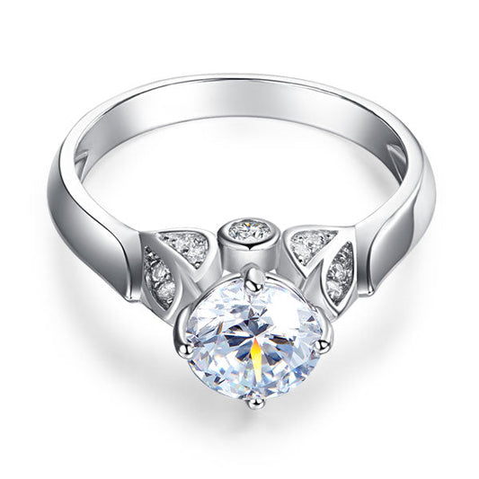 1.25 CT. Round Brilliant Cut Simulated Diamond Flower Ring in Sterling Silver