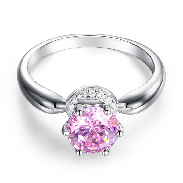 1.25 CT. Round Brilliant Cut Pink Simulated Diamond Halo Ring in Sterling Silver