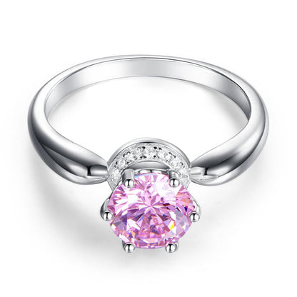 1.25 CT. Round Brilliant Cut Pink Simulated Diamond Halo Ring in Sterling Silver