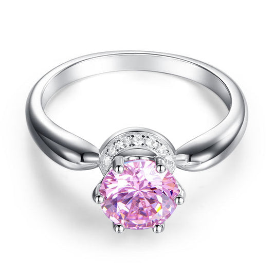 1.25 CT. Round Brilliant Cut Pink Simulated Diamond Halo Ring in Sterling Silver