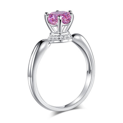 1.25 CT. Round Brilliant Cut Pink Simulated Diamond Halo Ring in Sterling Silver