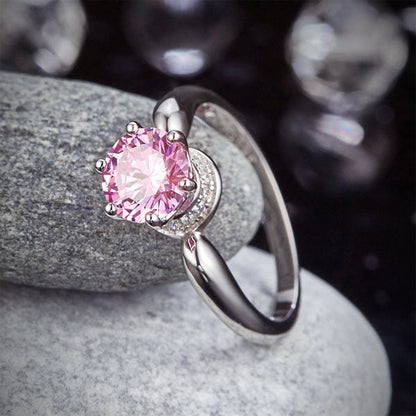 1.25 CT. Round Brilliant Cut Pink Simulated Diamond Halo Ring in Sterling Silver