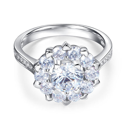 1 CT. Round Brilliant Cut Simulated Diamond Snowflake Halo Ring in Sterling Silver