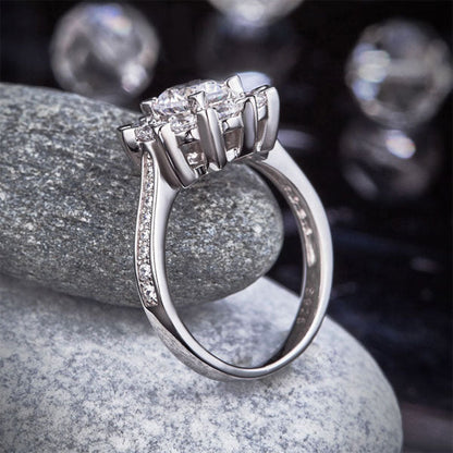 1 CT. Round Brilliant Cut Simulated Diamond Snowflake Halo Ring in Sterling Silver