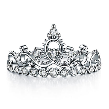 Bague couronne en argent sterling avec zircone cubique