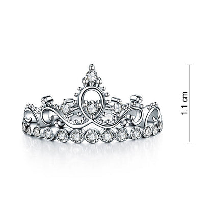 Bague couronne en argent sterling avec zircone cubique