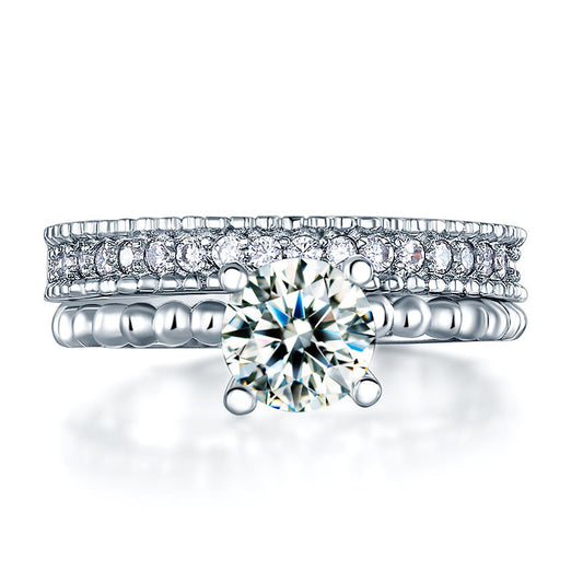 1 CT. Solitaire Simulated Diamond Semi Eternity Band Bridal Set