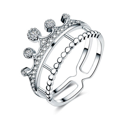 Pavé CZ Crown Ring in Sterling Silver