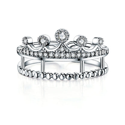 Pavé CZ Crown Ring in Sterling Silver