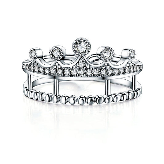 Pavé CZ Crown Ring in Sterling Silver