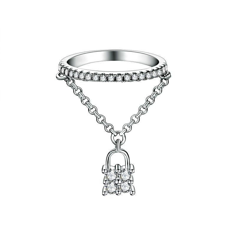 Bague pendante en argent sterling avec diamants simulés