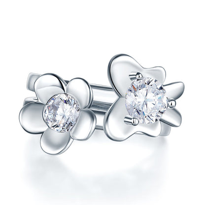 1 CT. Simulated Diamond Flower Butterfly Ring Set in Sterling Silver