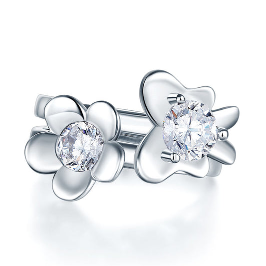 1 CT. Simulated Diamond Flower Butterfly Ring Set in Sterling Silver