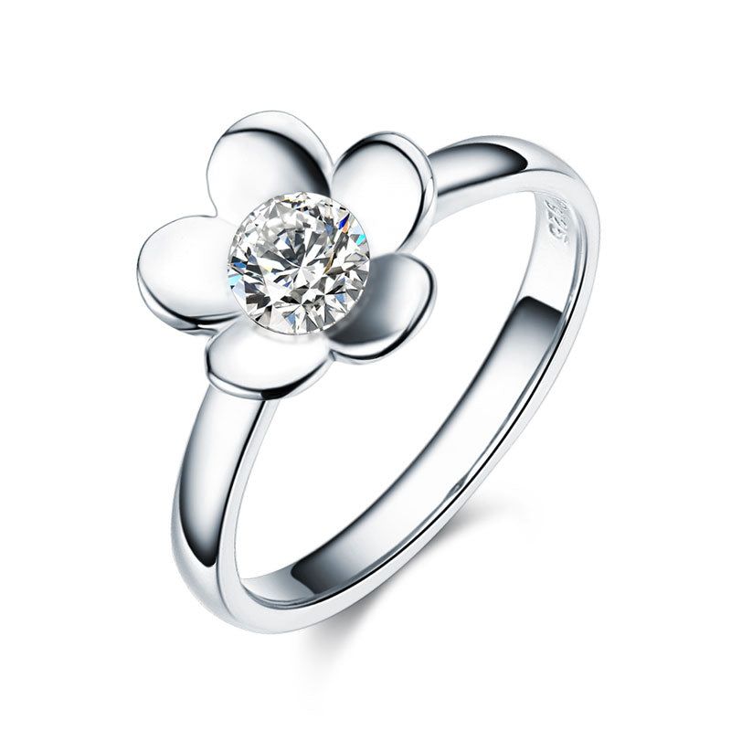 1 CT. Simulated Diamond Flower Butterfly Ring Set in Sterling Silver