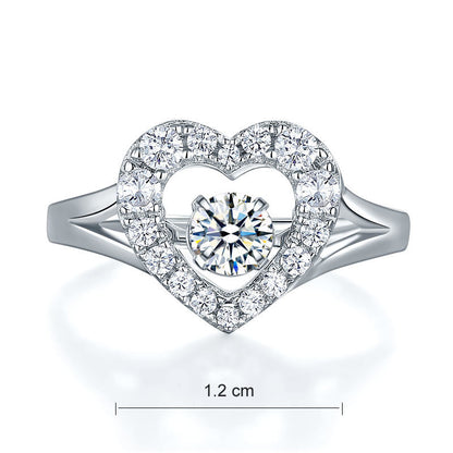 Bague Halo en forme de cœur avec pierre dansante