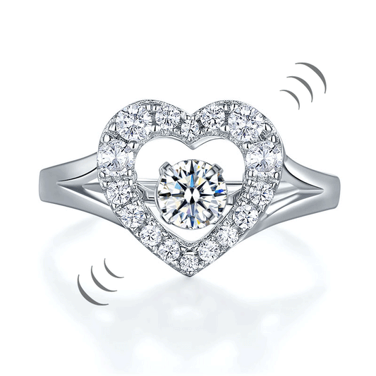 Anillo de piedra danzante con halo de corazón