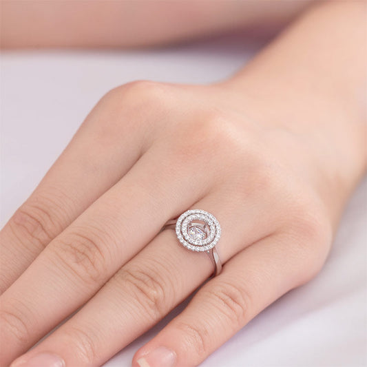 Bague Double Halo avec Pierre Dansante
