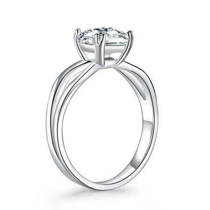 1 CT. Princess Cut Simulated Diamond Double Shank Ring in Sterling Silver