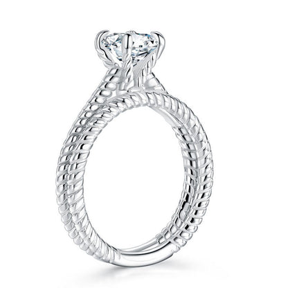 1 CT. Solitaire Simulated Diamond Rope Twist Bridal Set in Sterling Silver