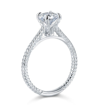 1 CT. Solitaire Simulated Diamond Rope Twist Bridal Set in Sterling Silver
